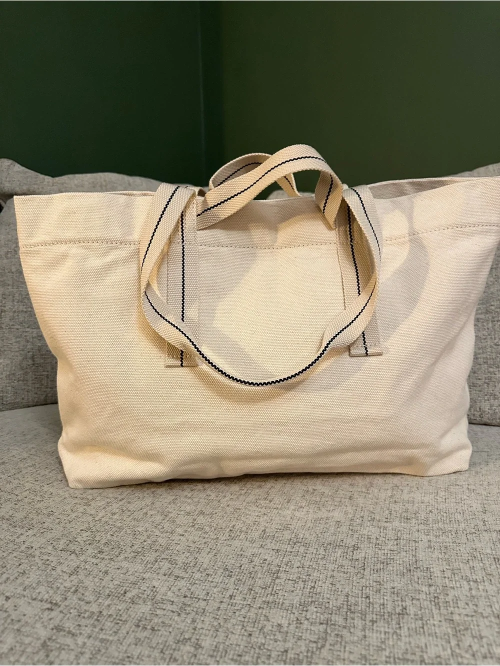 Tory Burch Cream Canvas Tote with Black Logo